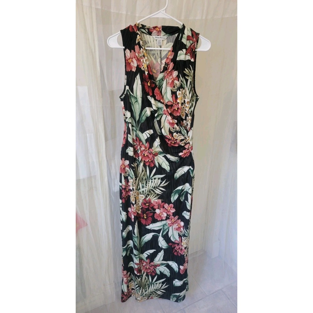 Tommy Bahama Sz Small Oceanic Orchid Travel Maxi Dress UPF Wrinkle Resistant